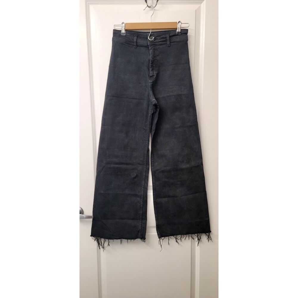 Zara Slate Black Sz. 4 Wide Leg Barrel Legged Jeans Y2k Grunge Pants Streetwear